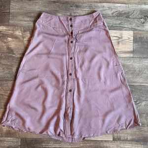 Purple high waisted tea length skirt